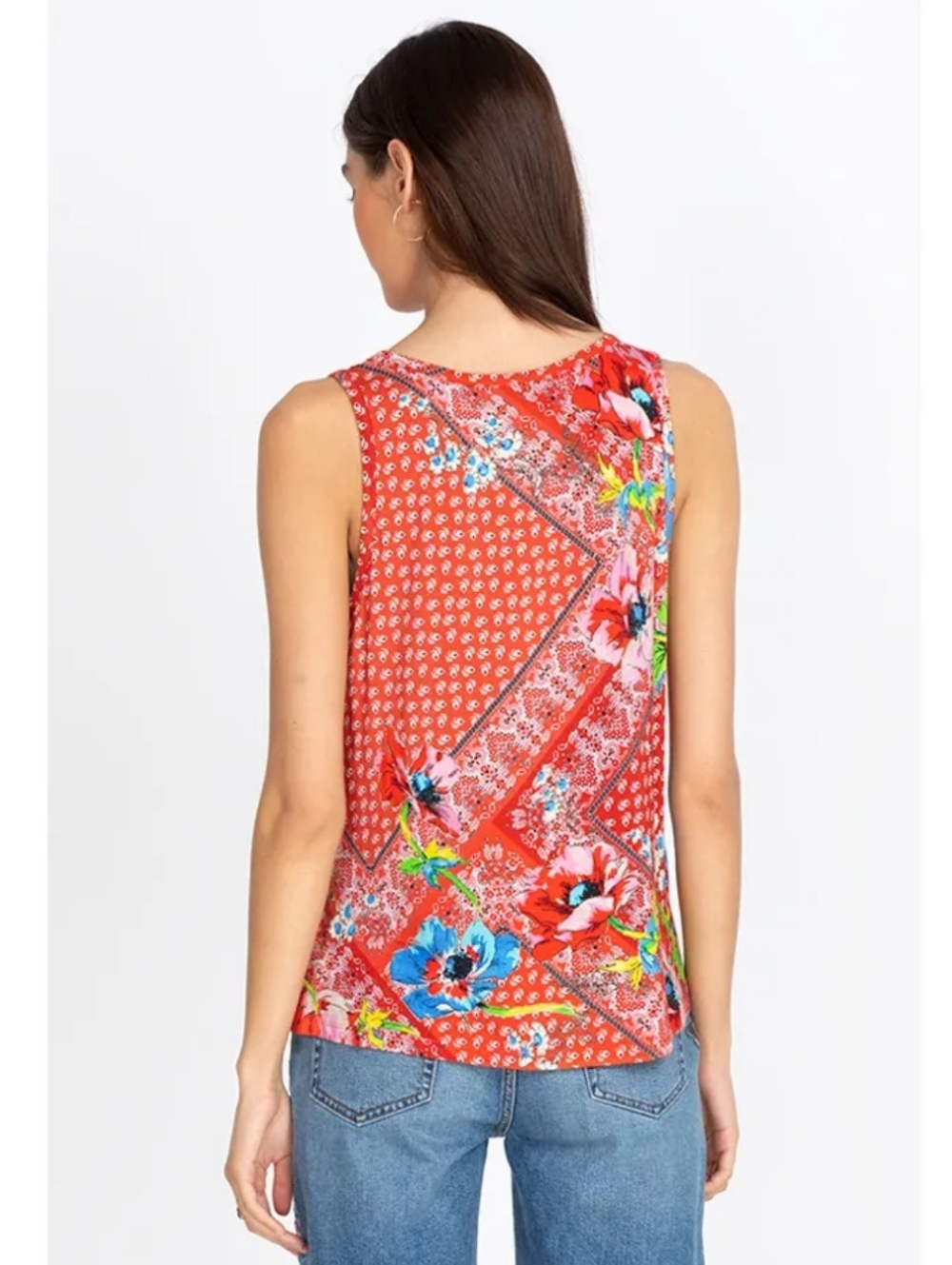 Johnny Was Martha Swing Tank Floral Patchwork Bamboo Blend Sleeveless Small F389 - Picture 3 of 11